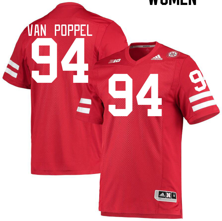 Women #94 Riley Van Poppel Nebraska Cornhuskers College Football Jerseys Stitched Sale-Red